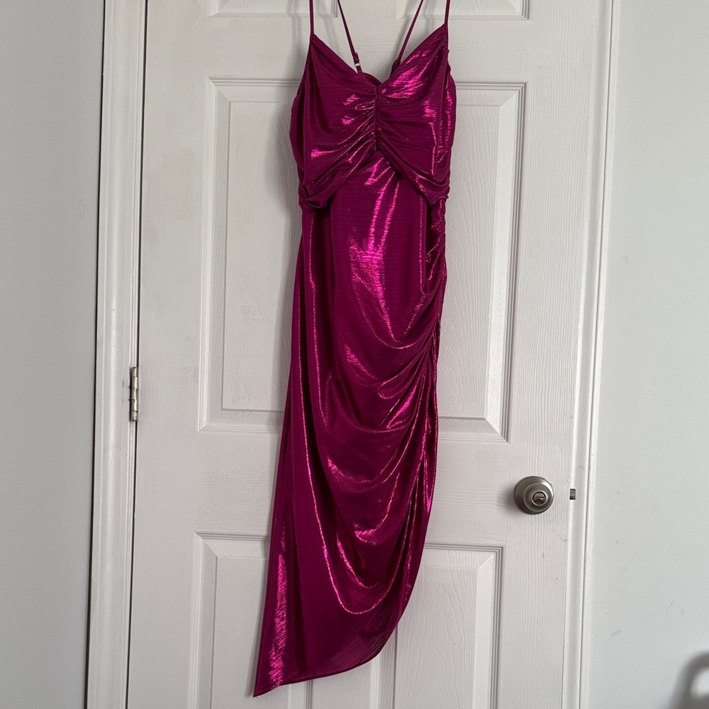Adelyn Rae Vibrant Magenta Asymmetrical Dress
